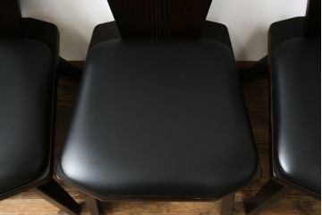 中古　廃盤モデル　星野民芸(星野民藝)　桜材　個性的なデザインが存在感を放つダイニングチェア4脚セット(椅子、イス、バラ売り可能)(R-075712)