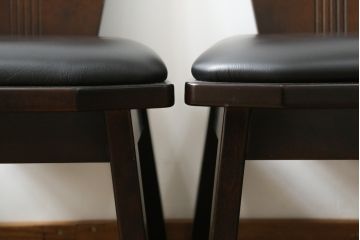 中古　廃盤モデル　星野民芸(星野民藝)　桜材　個性的なデザインが存在感を放つダイニングチェア4脚セット(椅子、イス、バラ売り可能)(R-075712)