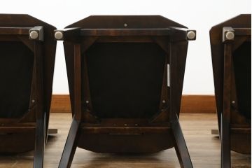 中古　廃盤モデル　星野民芸(星野民藝)　桜材　個性的なデザインが存在感を放つダイニングチェア4脚セット(椅子、イス、バラ売り可能)(R-075712)