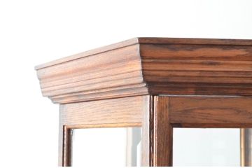 【A様決済専用】イギリスビンテージ　オーク材　印象的な形が素敵なヘキサゴントールショーケース(縦型六角ガラスケース、飾り棚、キュリオケース、陳列棚、キャビネット、店舗什器、ヴィンテージ、英国)(R-075731)