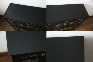 アジアンビンテージ　繊細な螺鈿(ラデン)細工が美しく描かれた大型サイドボード(収納棚、戸棚、リビングボード、ヴィンテージ)(定価約190万円)(R-075736)