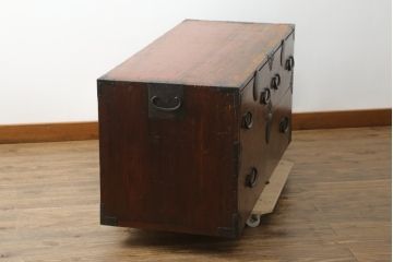 和製アンティーク　上手物!!　前面欅(ケヤキ)材　杢目の美しい仙台姫箪笥ローボード(仙台箪笥、和たんす、収納箪笥、衣装箪笥、引き出し、ローチェスト、テレビ台、テレビボード)(R-075769)