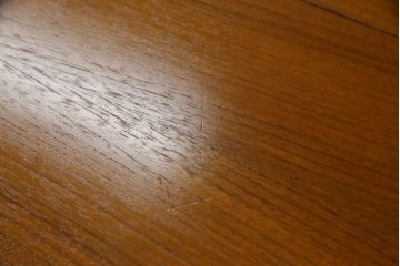 ビンテージ　チーク材　シンプルなデザインで取り入れやすいエクステンションテーブル(4人掛け、6人掛け、ダイニングテーブル、拡張式テーブル、ラウンドテーブル、食卓、ヴィンテージ)(R-075772)