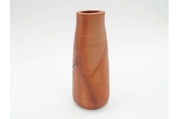 人間国宝　藤原雄　備前　緋襷　味わい深い風合いが魅力的な掛花入(花瓶、花器、花生、共箱付き)(R-075786)