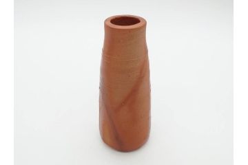 人間国宝　藤原雄　備前　緋襷　味わい深い風合いが魅力的な掛花入(花瓶、花器、花生、共箱付き)(R-075786)