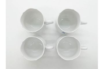 ドイツ　マイセン　Meissen　双剣　ホワイトマイセン　洗練されたデザインが美しいカップ&ソーサー4客・プレート4枚セット(C&S、皿、洋食器)(R-075789)
