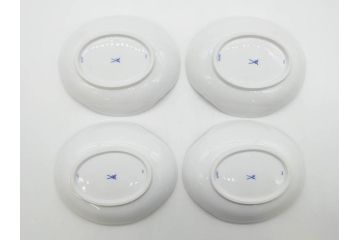 ドイツ　マイセン　Meissen　双剣　ホワイトマイセン　洗練されたデザインが美しいカップ&ソーサー4客・プレート4枚セット(C&S、皿、洋食器)(R-075789)