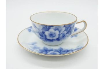 大倉陶園(OKURA、OAC)　ブルーフラワー　清楚な絵付けが上品な雰囲気を醸し出すカップ&ソーサー6客セット(C&S、洋食器)(R-075790)