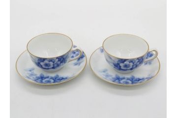 大倉陶園(OKURA、OAC)　ブルーフラワー　清楚な絵付けが上品な雰囲気を醸し出すカップ&ソーサー6客セット(C&S、洋食器)(R-075790)