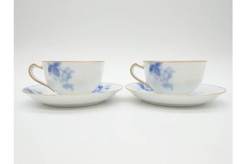 大倉陶園(OKURA、OAC)　ブルーフラワー　清楚な絵付けが上品な雰囲気を醸し出すカップ&ソーサー6客セット(C&S、洋食器)(R-075790)