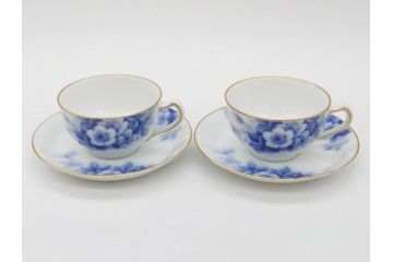 大倉陶園(OKURA、OAC)　ブルーフラワー　清楚な絵付けが上品な雰囲気を醸し出すカップ&ソーサー6客セット(C&S、洋食器)(R-075790)
