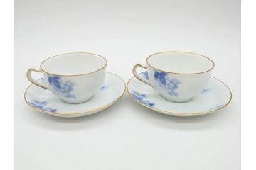 大倉陶園(OKURA、OAC)　ブルーフラワー　清楚な絵付けが上品な雰囲気を醸し出すカップ&ソーサー6客セット(C&S、洋食器)(R-075790)