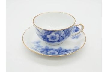 大倉陶園(OKURA、OAC)　ブルーフラワー　清楚な絵付けが上品な雰囲気を醸し出すカップ&ソーサー6客セット(C&S、洋食器)(R-075790)