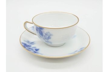 大倉陶園(OKURA、OAC)　ブルーフラワー　清楚な絵付けが上品な雰囲気を醸し出すカップ&ソーサー6客セット(C&S、洋食器)(R-075790)