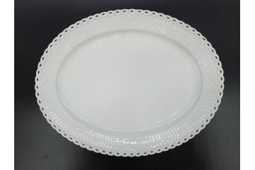 稀少　デンマーク　ROYAL COPENHAGEN(ロイヤルコペンハーゲン)　White Fluted Full Lace　ホワイトフルーテッド フルレース　美しいデザインが優雅さを演出するプレート4枚セット(皿、洋食器)(R-075791)
