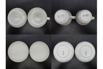 デンマーク　ROYAL COPENHAGEN(ロイヤルコペンハーゲン)　ホワイトフルーテッド ハーフレース　ブルーフラワー カーブ　ハイハンドル 気品漂う佇まいが魅力のカップ&ソーサー3客セット(White Fluted、C&S、洋食器)(R-075792)