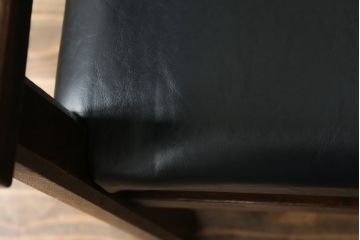 和製ビンテージ　松本民芸家具　特注　ナラ材　合皮　シンプルでスタイリッシュなアームチェア(ダイニングチェア、椅子、イス、ヴィンテージ)(R-075810)