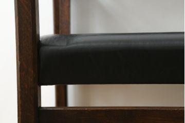 和製ビンテージ　松本民芸家具　特注　ナラ材　合皮　シンプルでスタイリッシュなアームチェア(ダイニングチェア、椅子、イス、ヴィンテージ)(R-075810)