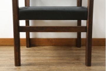 和製ビンテージ　松本民芸家具　特注　ナラ材　合皮　シンプルでスタイリッシュなアームチェア(ダイニングチェア、椅子、イス、ヴィンテージ)(R-075810)