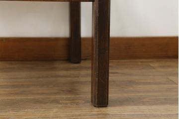 和製ビンテージ　松本民芸家具　特注　ナラ材　合皮　シンプルでスタイリッシュなアームチェア(ダイニングチェア、椅子、イス、ヴィンテージ)(R-075810)