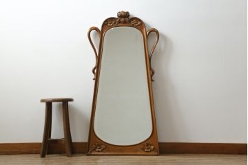 中古　美品　イタリア高級家具　メデア(Medea)　華やかな意匠が素敵なミラー(鏡、姿見)(定価約20万円)(R-075823)