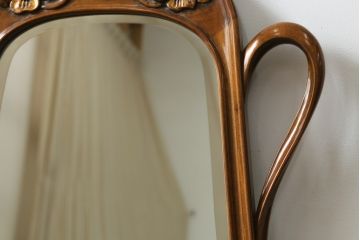 中古　美品　イタリア高級家具　メデア(Medea)　華やかな意匠が素敵なミラー(鏡、姿見)(定価約20万円)(R-075823)