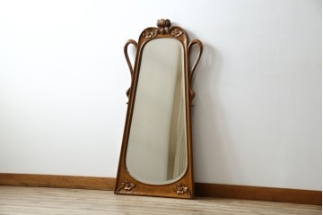 中古　美品　イタリア高級家具　メデア(Medea)　華やかな意匠が素敵なミラー(鏡、姿見)(定価約20万円)(R-075823)
