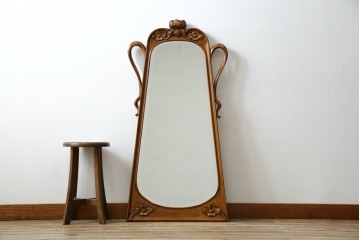 中古　美品　イタリア高級家具　メデア(Medea)　華やかな意匠が素敵なミラー(鏡、姿見)(定価約20万円)(R-075823)