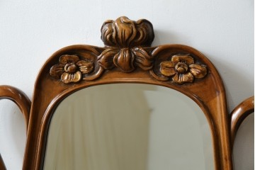 中古　美品　イタリア高級家具　メデア(Medea)　華やかな意匠が素敵なミラー(鏡、姿見)(定価約20万円)(R-075823)