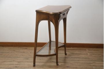 中古　美品　イタリア高級家具　メデア(Medea)　クラシカルな佇まいと特徴あるデザインが素敵なサイドテーブル(コンソールテーブル、花台、飾り台)(定価約35万円)(R-075824)