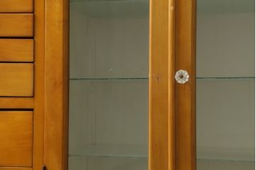 和製アンティーク　希少カラー　収納たっぷり!お洒落に整理整頓ができるデンタルケース(ガラスケース、ケビント、収納棚、戸棚、デンタルケース、デンタルキャビネット、店舗什器)(R-75827)