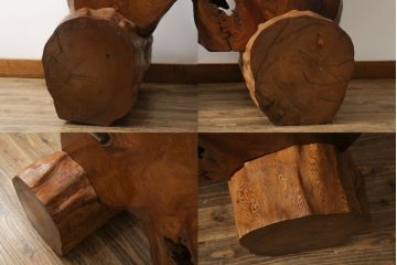 和製ビンテージ　屋久杉　漆塗り　2wayで衝立てにもなる!! ダイナミックな自然の造形が美しい座卓(センターテーブル、ローテーブル、パーテーション、衝い立て、つい立て、ヴィンテージ)(R-075833)