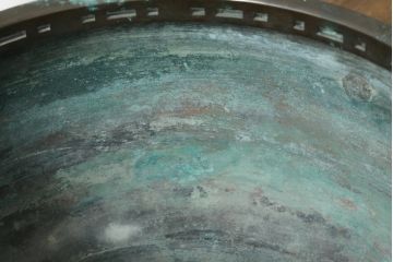 昭和四年　塩原 鋳之　古銅特大火鉢　上手物　約60kg(御鋳物師、手あぶり、鉢カバー、昭和4年、1929年)(R-075840)