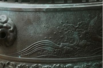 昭和四年　塩原 鋳之　古銅特大火鉢　上手物　約60kg(御鋳物師、手あぶり、鉢カバー、昭和4年、1929年)(R-075840)