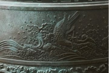 昭和四年　塩原 鋳之　古銅特大火鉢　上手物　約60kg(御鋳物師、手あぶり、鉢カバー、昭和4年、1929年)(R-075840)