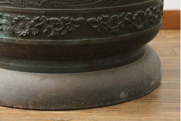 昭和四年　塩原 鋳之　古銅特大火鉢　上手物　約60kg(御鋳物師、手あぶり、鉢カバー、昭和4年、1929年)(R-075840)