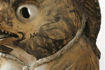 時代物　信楽焼　特大144cm　素朴な質感が味わい深い狸の置物(たぬき、タヌキ、オブジェ)(R-075842)