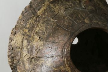 時代物　信楽焼　特大144cm　素朴な質感が味わい深い狸の置物(たぬき、タヌキ、オブジェ)(R-075842)