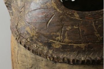 時代物　信楽焼　特大144cm　素朴な質感が味わい深い狸の置物(たぬき、タヌキ、オブジェ)(R-075842)