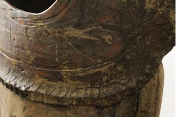 時代物　信楽焼　特大144cm　素朴な質感が味わい深い狸の置物(たぬき、タヌキ、オブジェ)(R-075842)