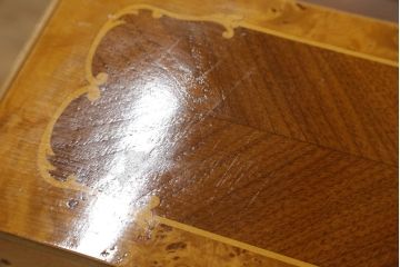 中古　象嵌(マーケットリー)入りのシリンダートップライティングビューロー(ワークデスク、簿記机、引き出し、在宅用、在宅ワーク用)(R-075846)