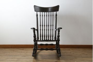 中古　美品　希少な廃番品　松本民芸家具　木の味わいと職人の技が楽しめる304F型ロッキングチェア(板座チェア、アームチェア、イス、揺り椅子)(R-075852)