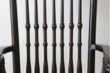中古　美品　希少な廃番品　松本民芸家具　木の味わいと職人の技が楽しめる304F型ロッキングチェア(板座チェア、アームチェア、イス、揺り椅子)(R-075852)
