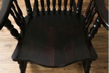 中古　美品　希少な廃番品　松本民芸家具　木の味わいと職人の技が楽しめる304F型ロッキングチェア(板座チェア、アームチェア、イス、揺り椅子)(R-075852)