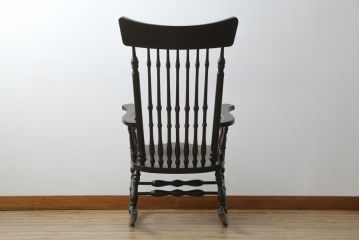 中古　美品　希少な廃番品　松本民芸家具　木の味わいと職人の技が楽しめる304F型ロッキングチェア(板座チェア、アームチェア、イス、揺り椅子)(R-075852)