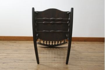 中古　美品　希少な廃番品　松本民芸家具　木の味わいと職人の技が楽しめる304F型ロッキングチェア(板座チェア、アームチェア、イス、揺り椅子)(R-075852)