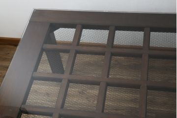 和製アンティーク　明治大正期　当店リメイク　和モダンな空間づくりイ活躍する収納棚付き蔵戸テーブル(4人掛けダイニングテーブル、食卓)(R-075856)