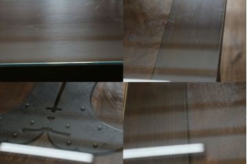 和製アンティーク　明治大正期　当店リメイク　和モダンな空間づくりイ活躍する収納棚付き蔵戸テーブル(4人掛けダイニングテーブル、食卓)(R-075856)