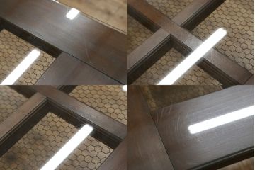 和製アンティーク　明治大正期　当店リメイク　和モダンな空間づくりイ活躍する収納棚付き蔵戸テーブル(4人掛けダイニングテーブル、食卓)(R-075856)