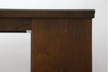 和製アンティーク　明治大正期　当店リメイク　和モダンな空間づくりイ活躍する収納棚付き蔵戸テーブル(4人掛けダイニングテーブル、食卓)(R-075856)